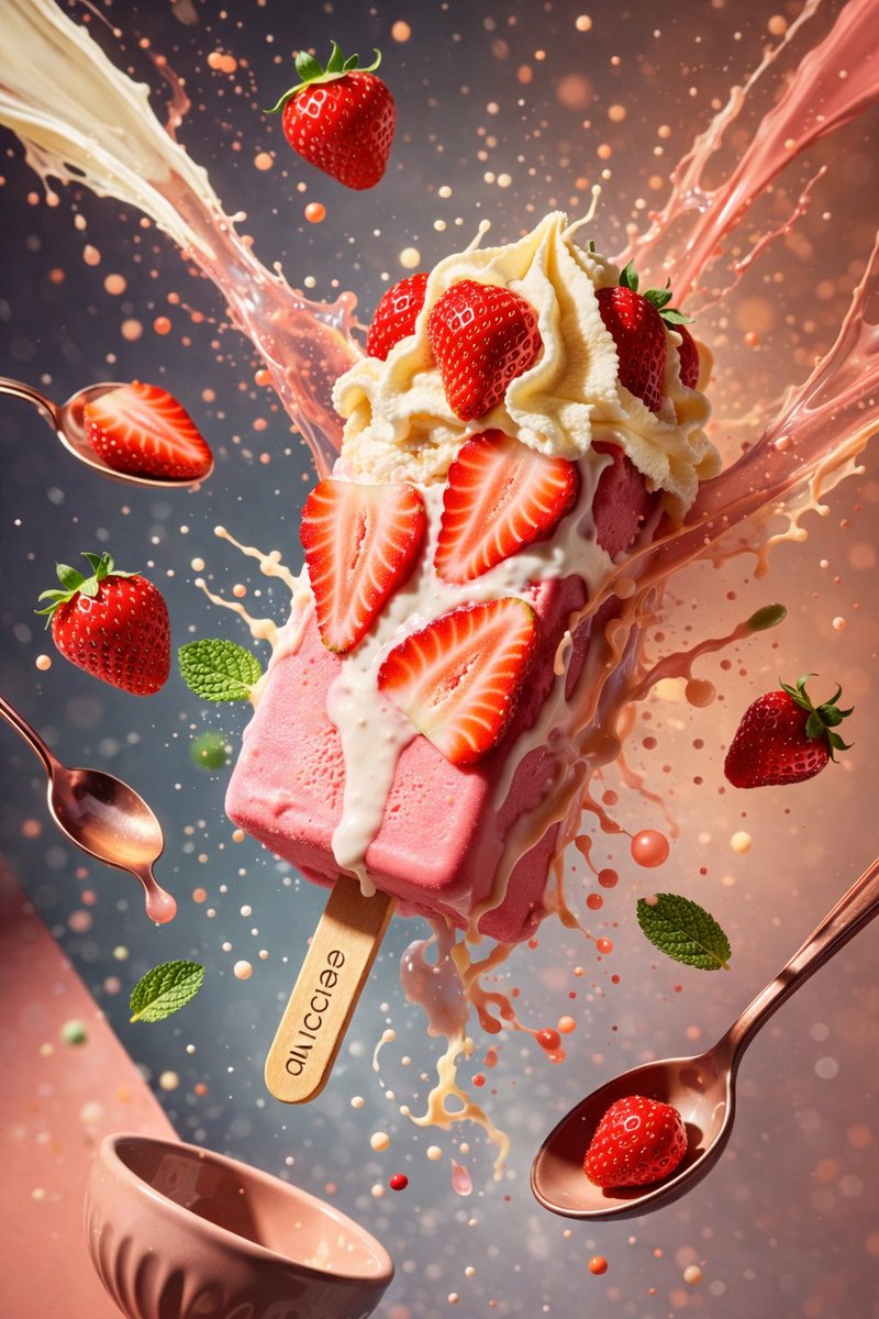 8K超写实电影光影下的美味冰淇淋特写