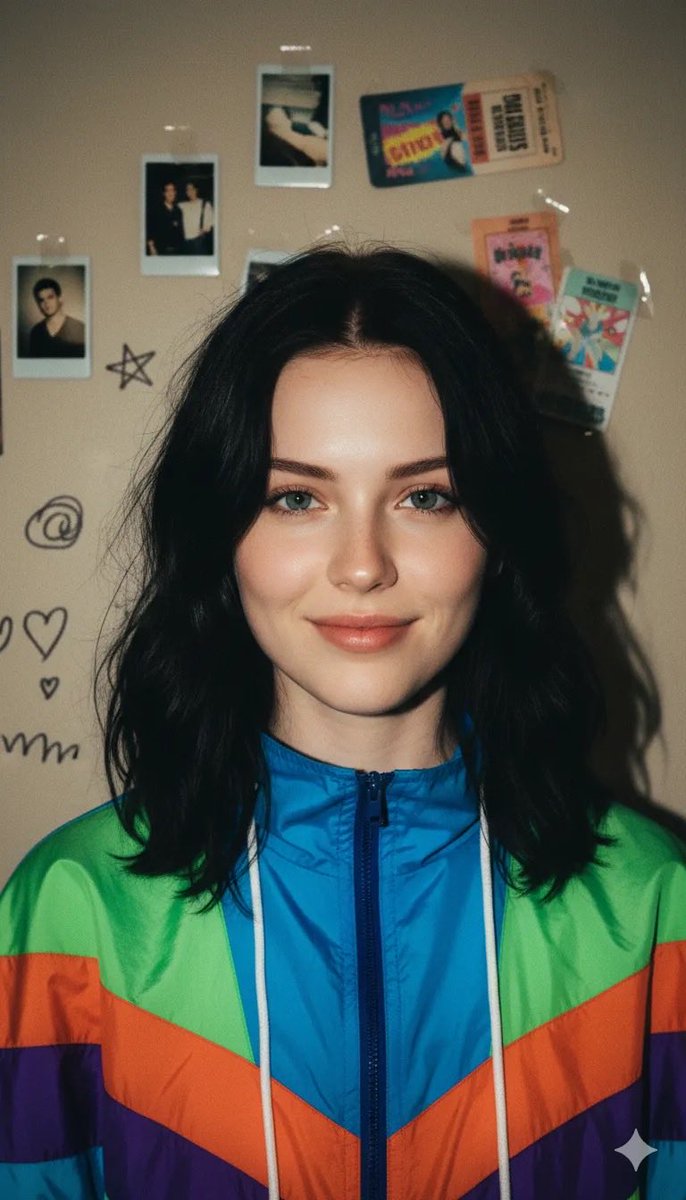 九十年代复古少女闪光灯肖像