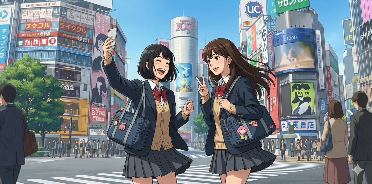 午后阳光下的涩谷闺蜜时光