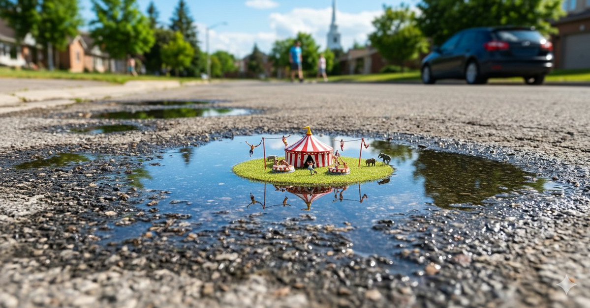 柏油路上的奇幻微缩海岛