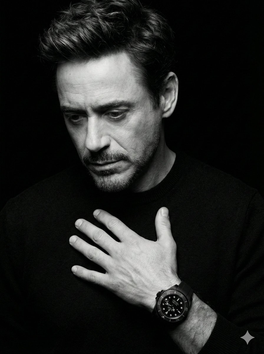 黑白光影下的忧郁深情男子