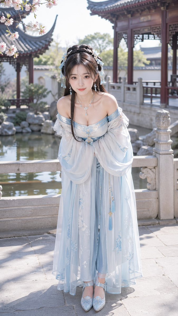 黑色露肩襦裙清纯网红