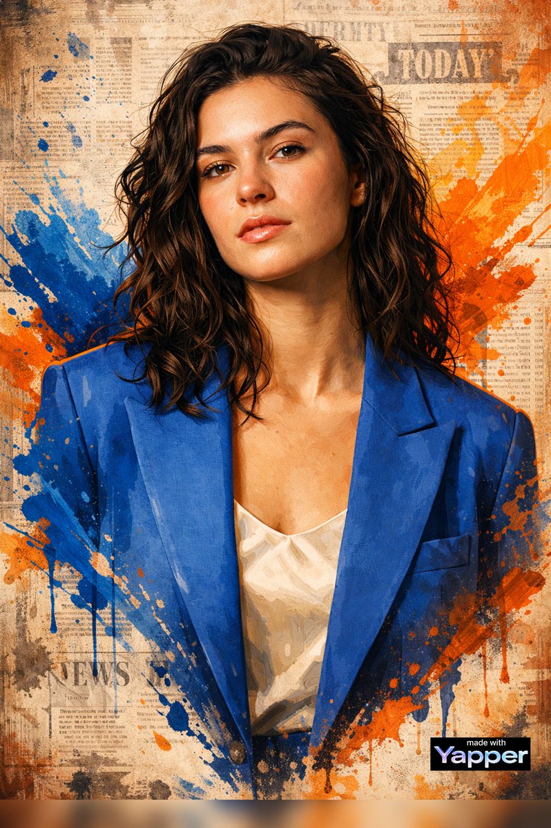 蓝橙撞色高定艺术海报肖像