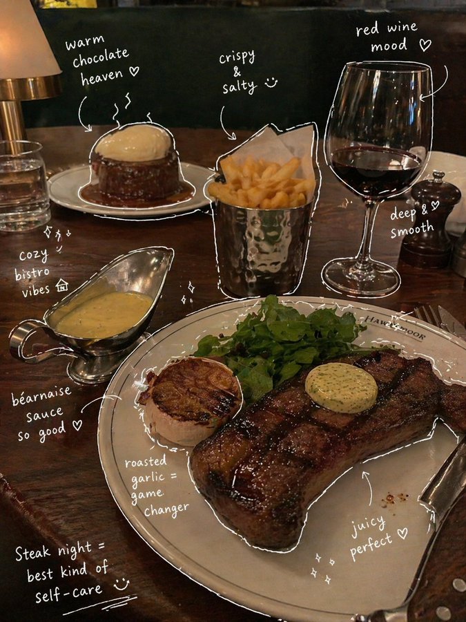 英伦牛排店的手绘笔记美食照