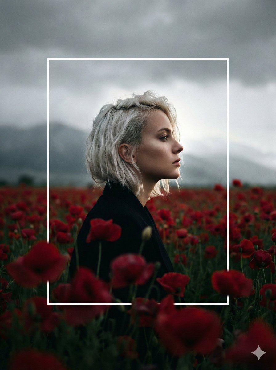 破框而出的暗调花海侧颜