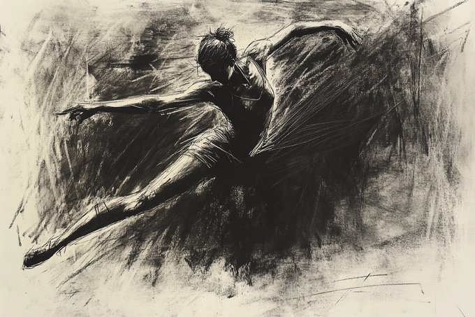 炭笔粗粝优雅素描