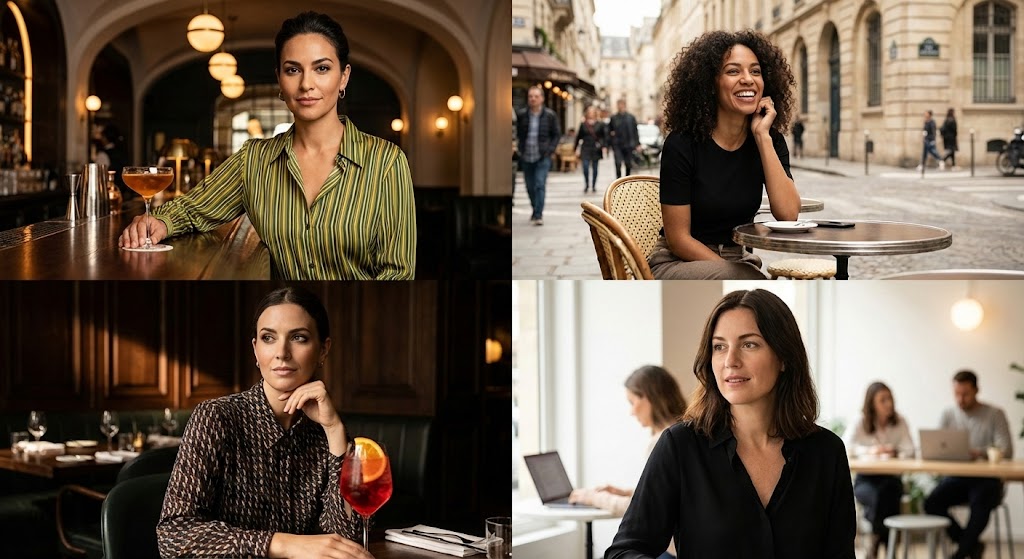 电影感咖啡馆四宫格人像