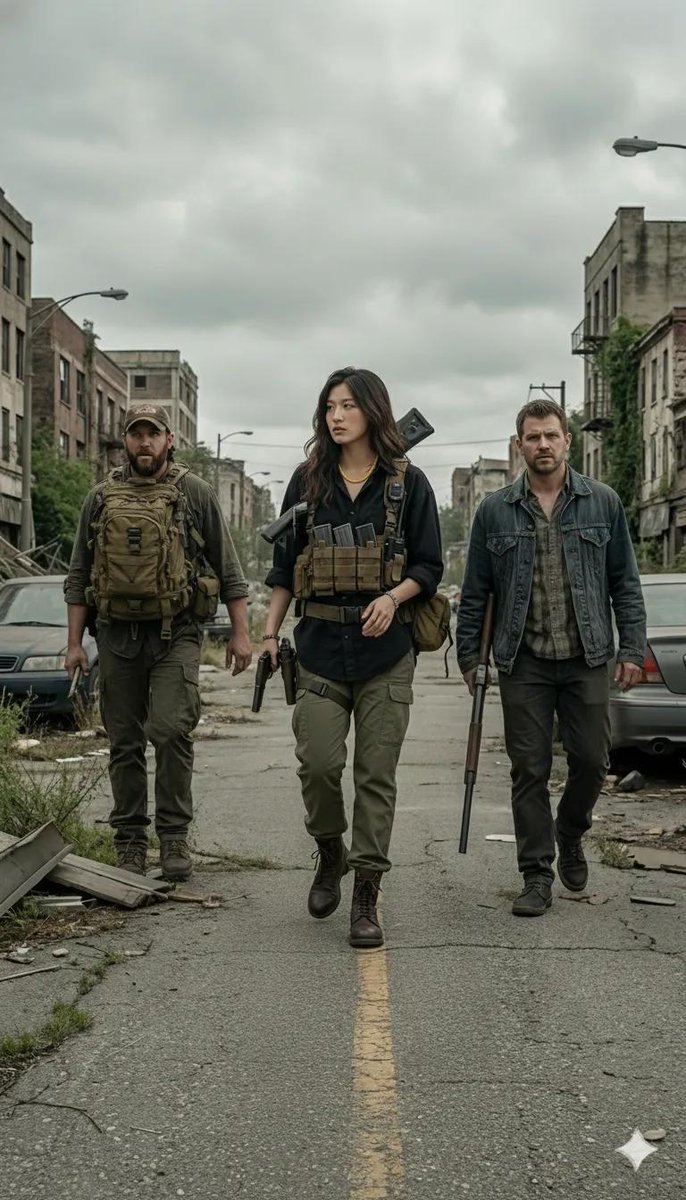 电影级光影下的末日废墟与武装幸存者