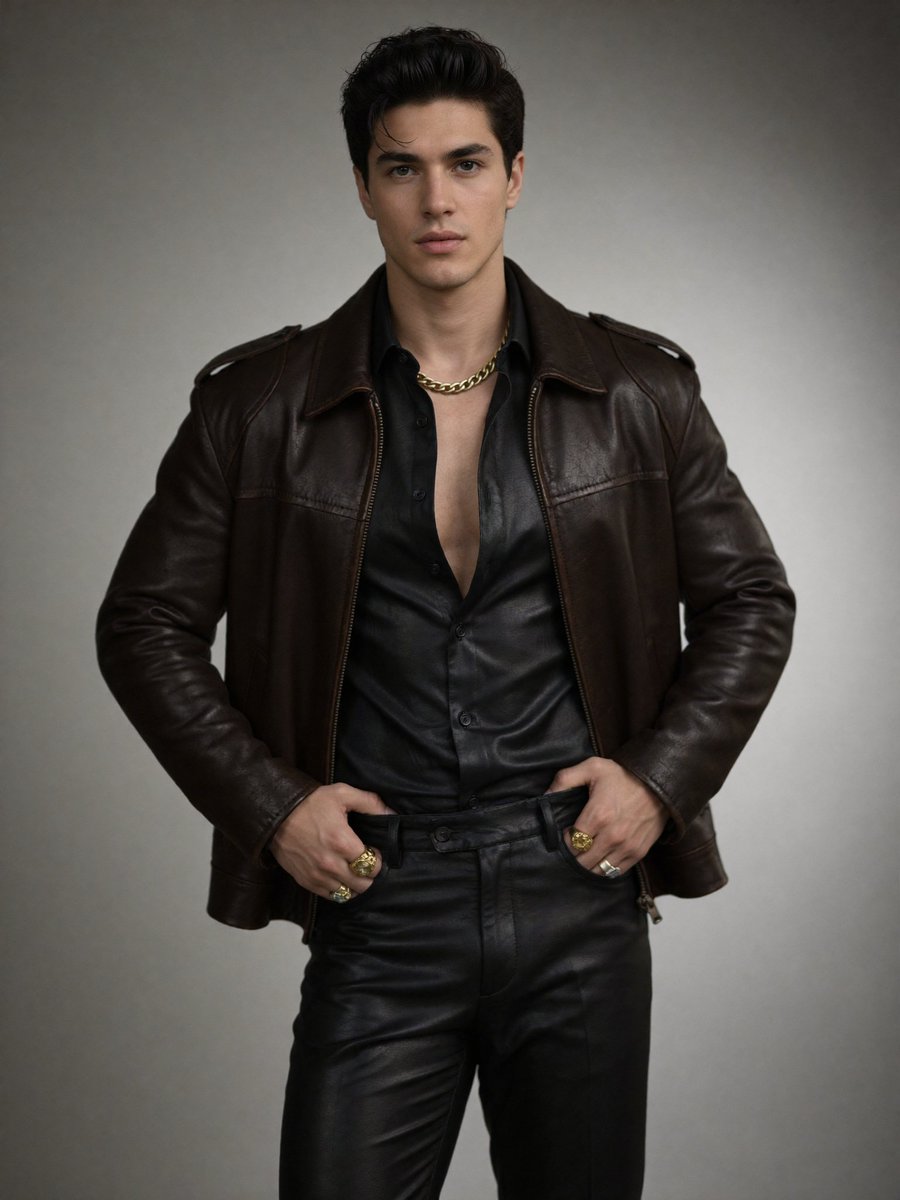 电影质感的高级时装男模皮衣大片