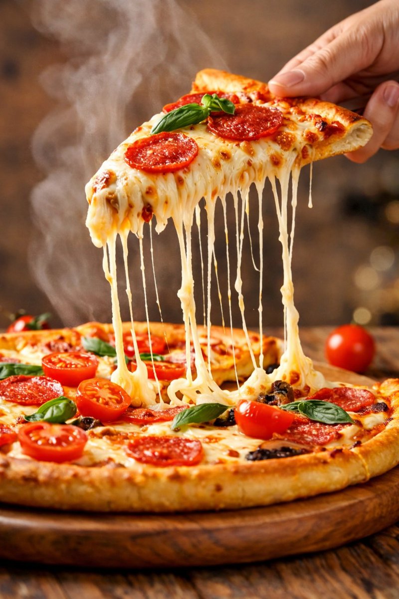 电影级超写实诱人披萨拉丝特写