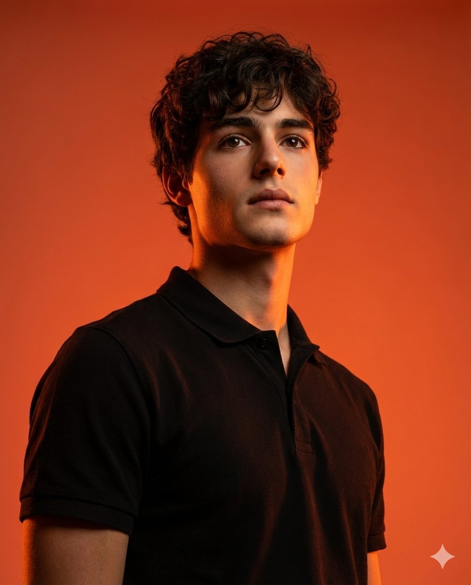 橘红光影下的电影感极简人像