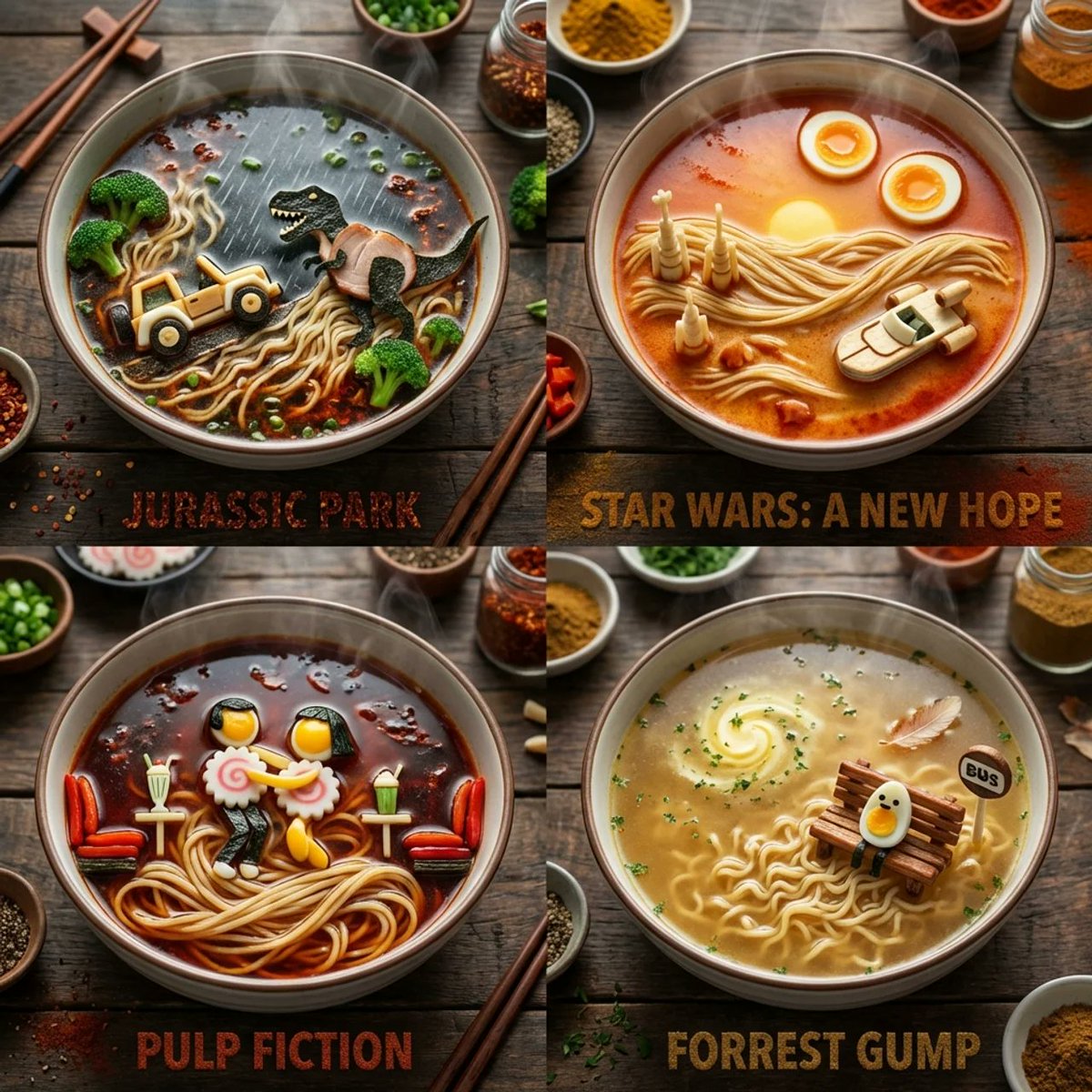 影视经典名场面微缩拉面艺术