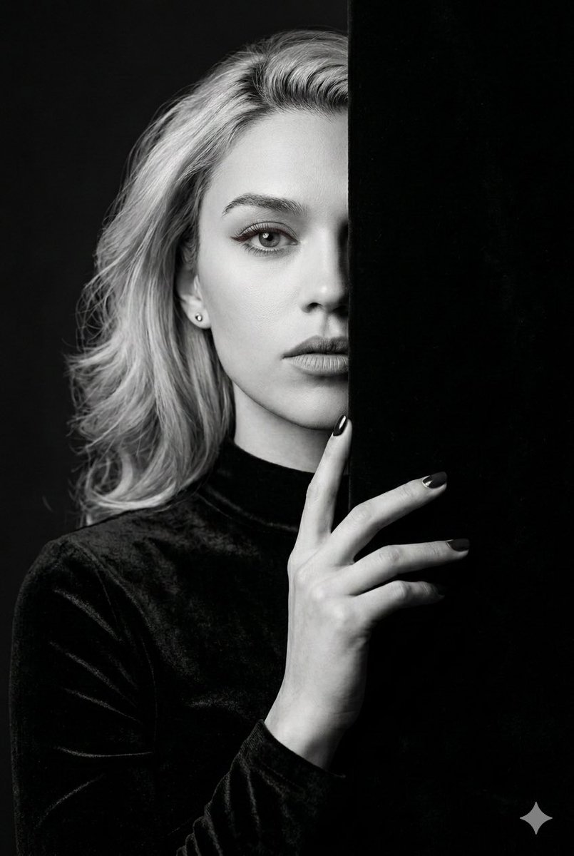 暗影切割的冷酷半面黑白肖像