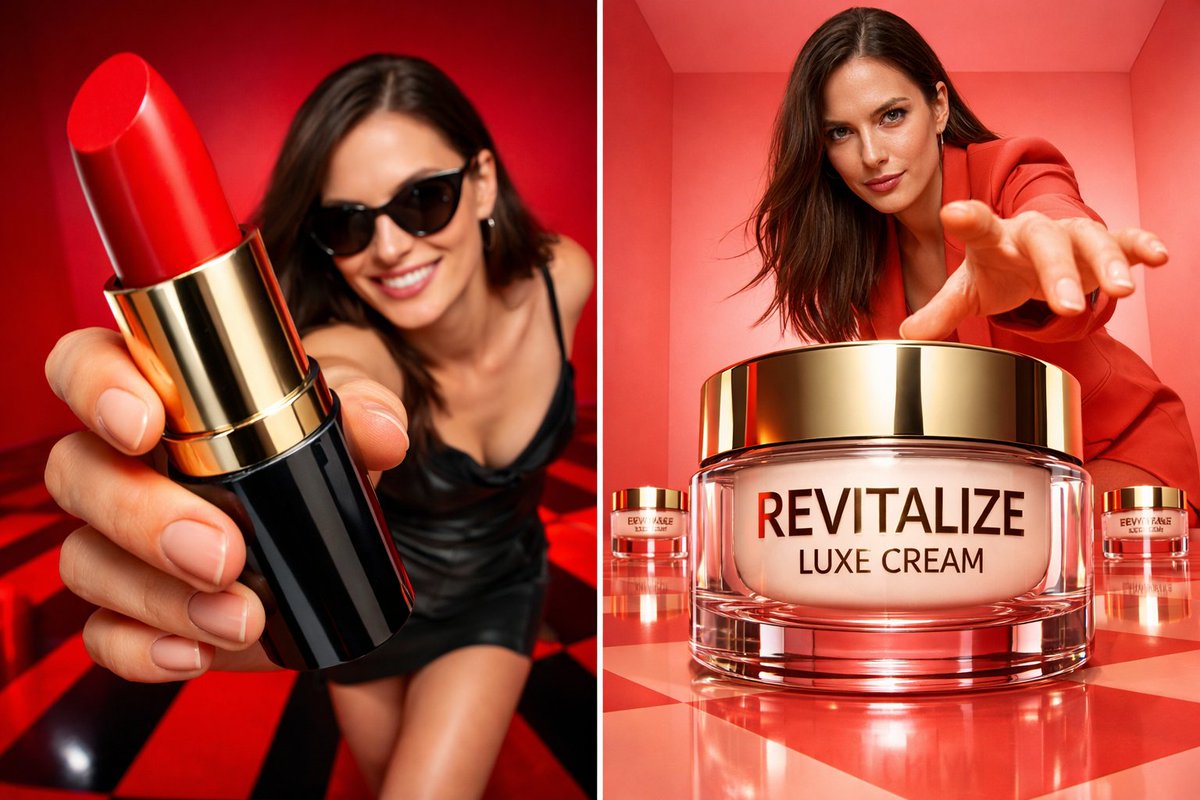 珊瑚色极简影棚时尚商业大片