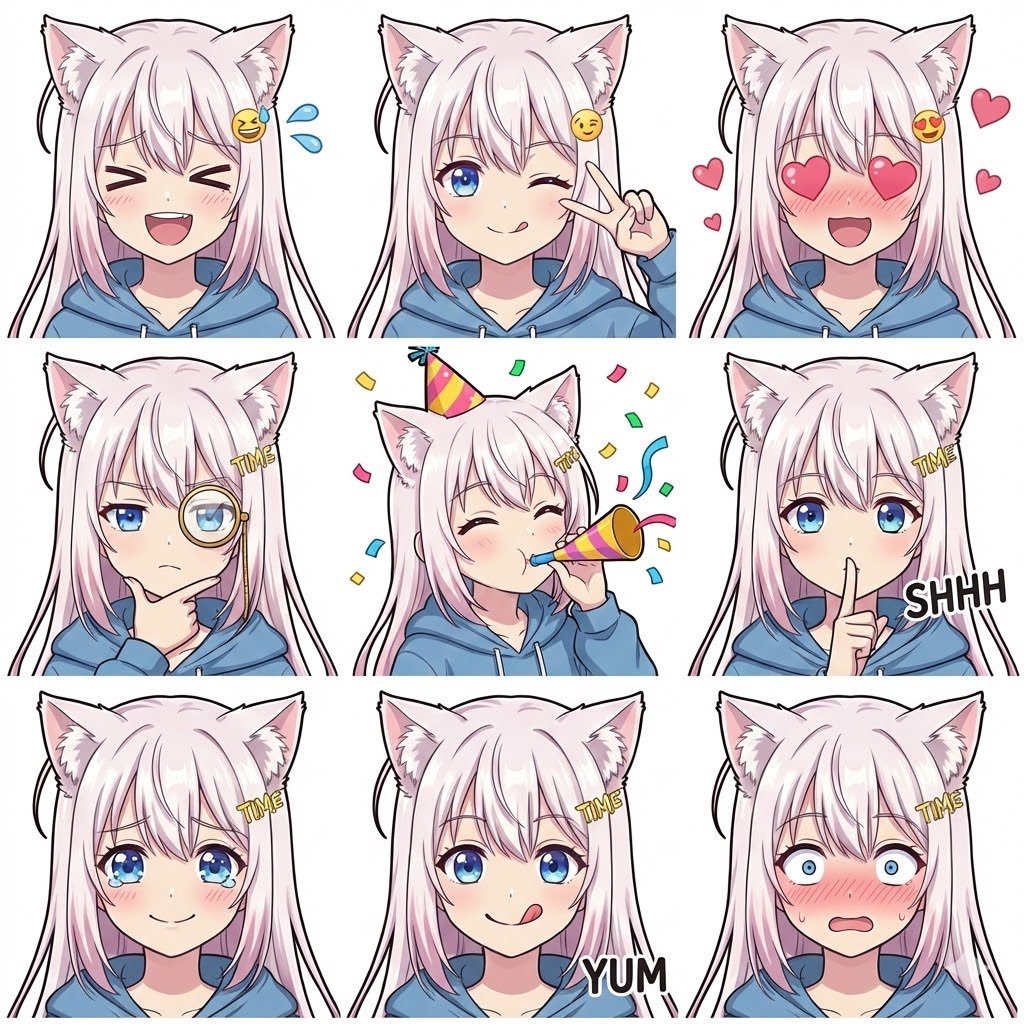 可爱LINE表情包九宫格贴纸