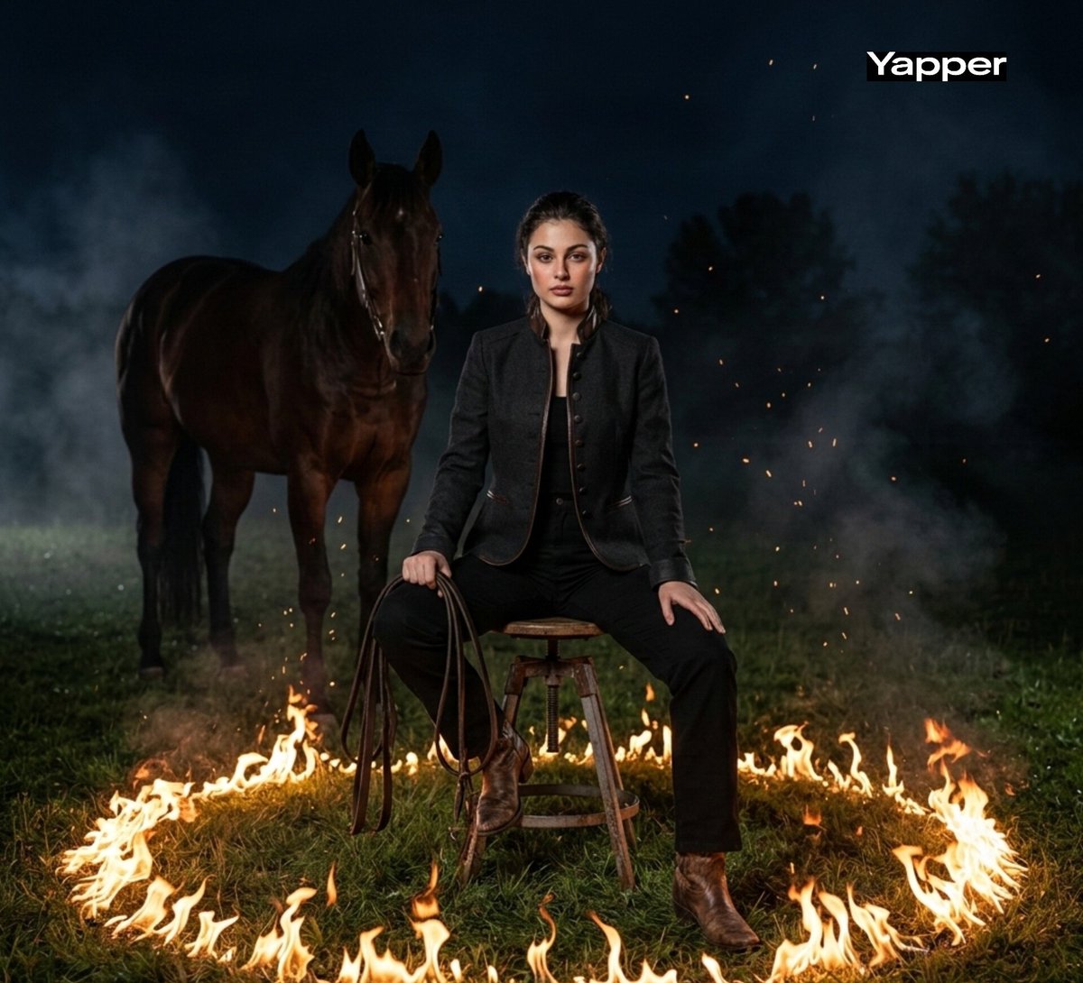 篝火映照的暗夜女牛仔