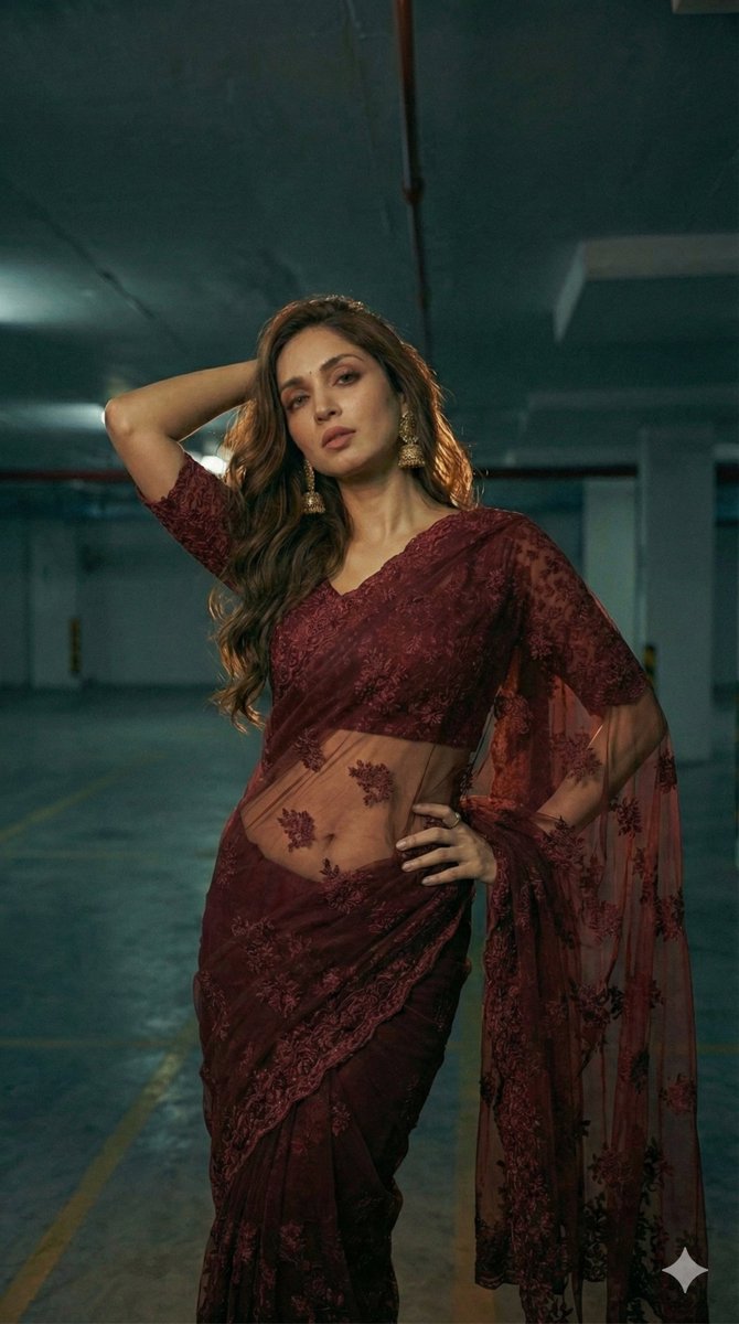 幽暗车库里的高定纱丽大片