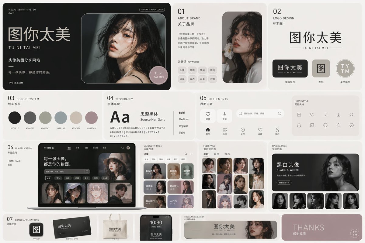 暗黑极简头像网站视觉设计