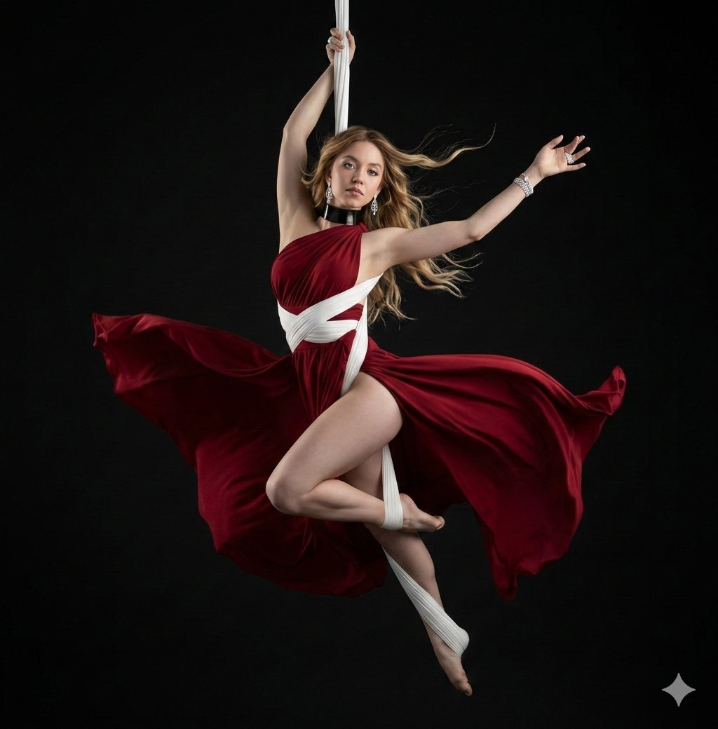 暗夜红绸悬空舞者