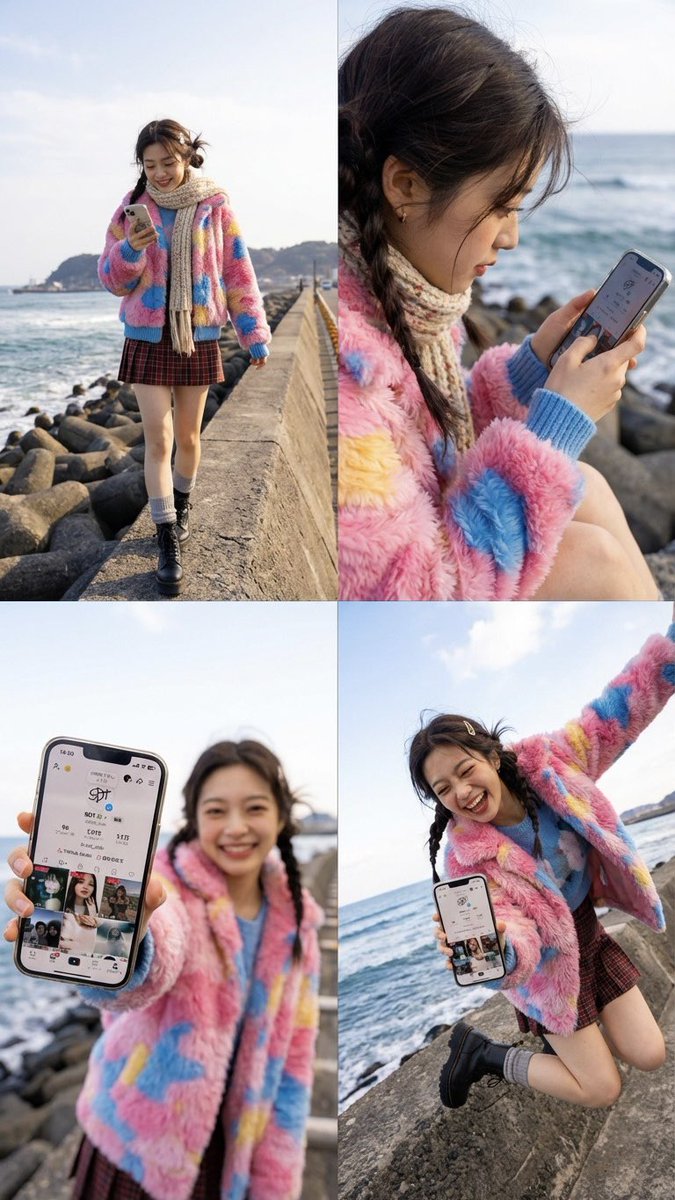 活力四联拍：手机交互的动感瞬间