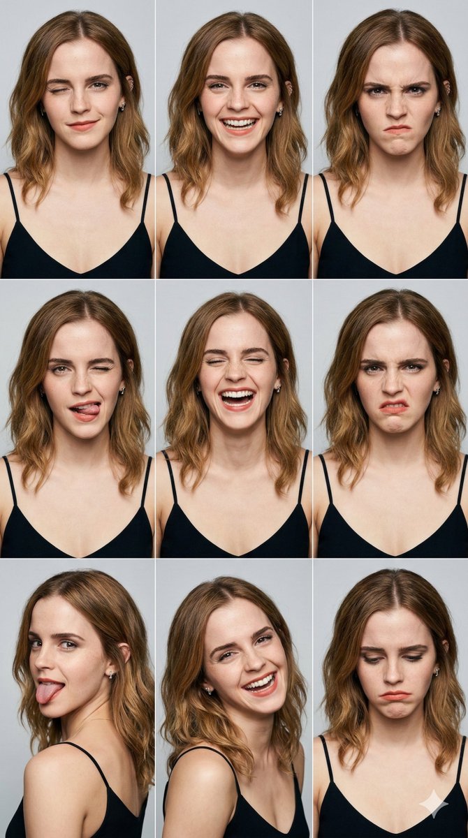 东亚少女九宫格百变表情大片