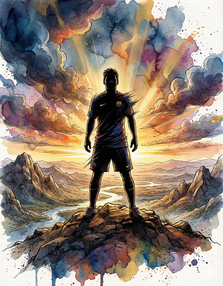 山巅孤影的史诗水墨海报