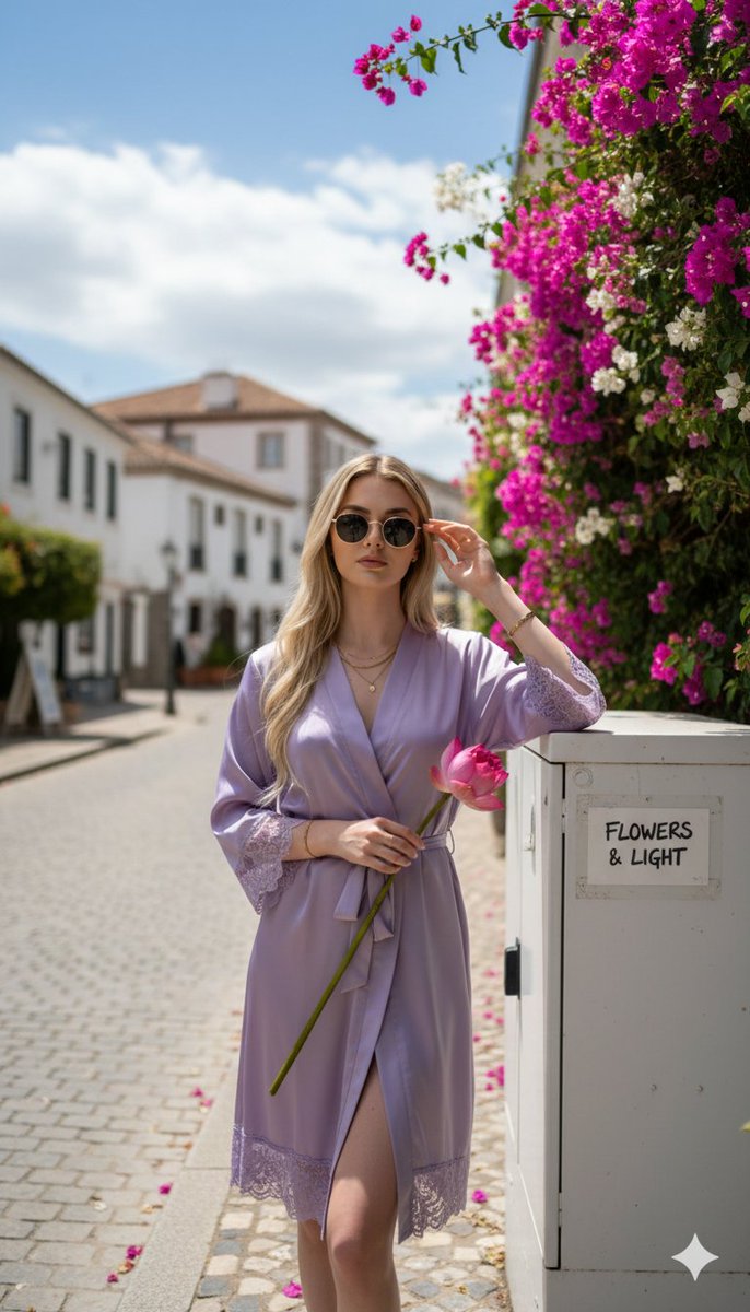 欧洲街头绽放的紫色浪漫