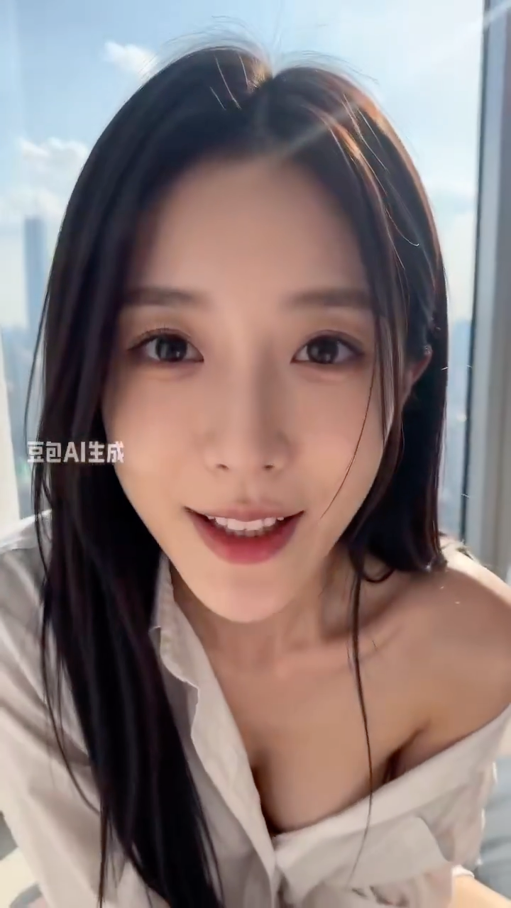 极近距离的AI恋人挑逗特写