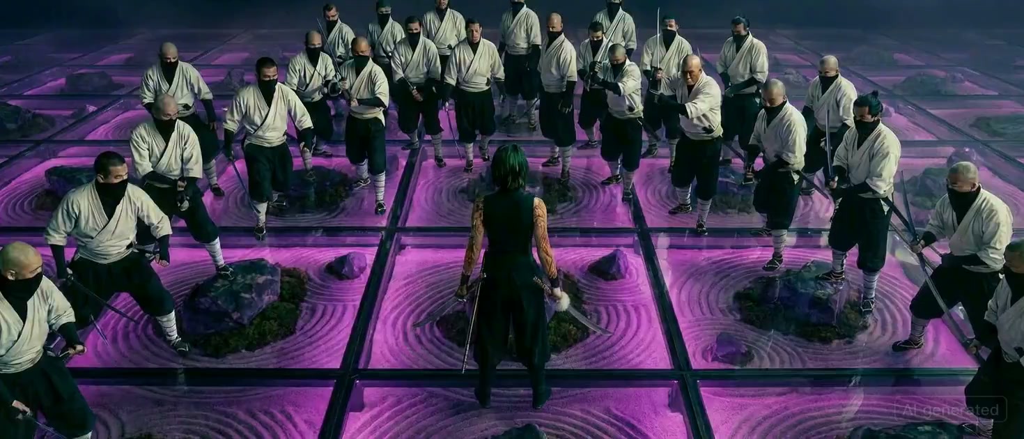 俯视视角下的女战士反击瞬间