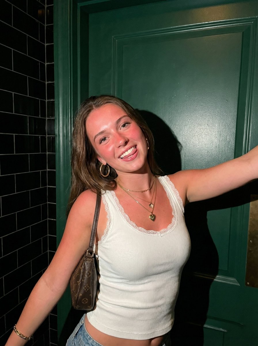 硬闪光灯下的俏皮辣妹抓拍