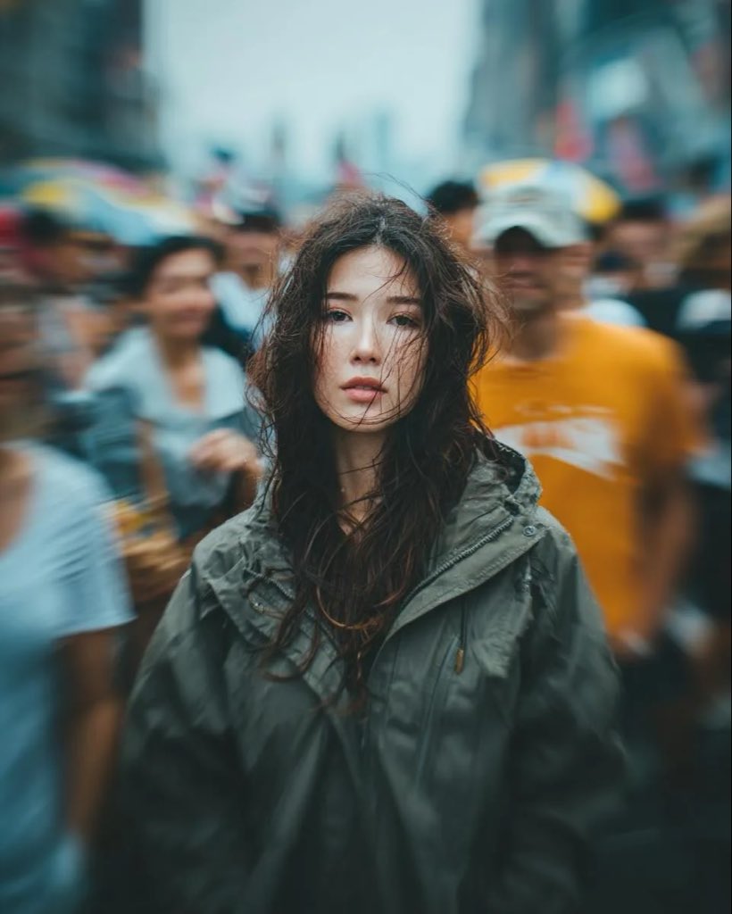 混乱街头定格的深邃凝视