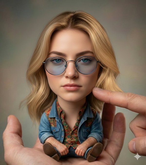 巨人指尖轻戳微缩世界超现实肖像