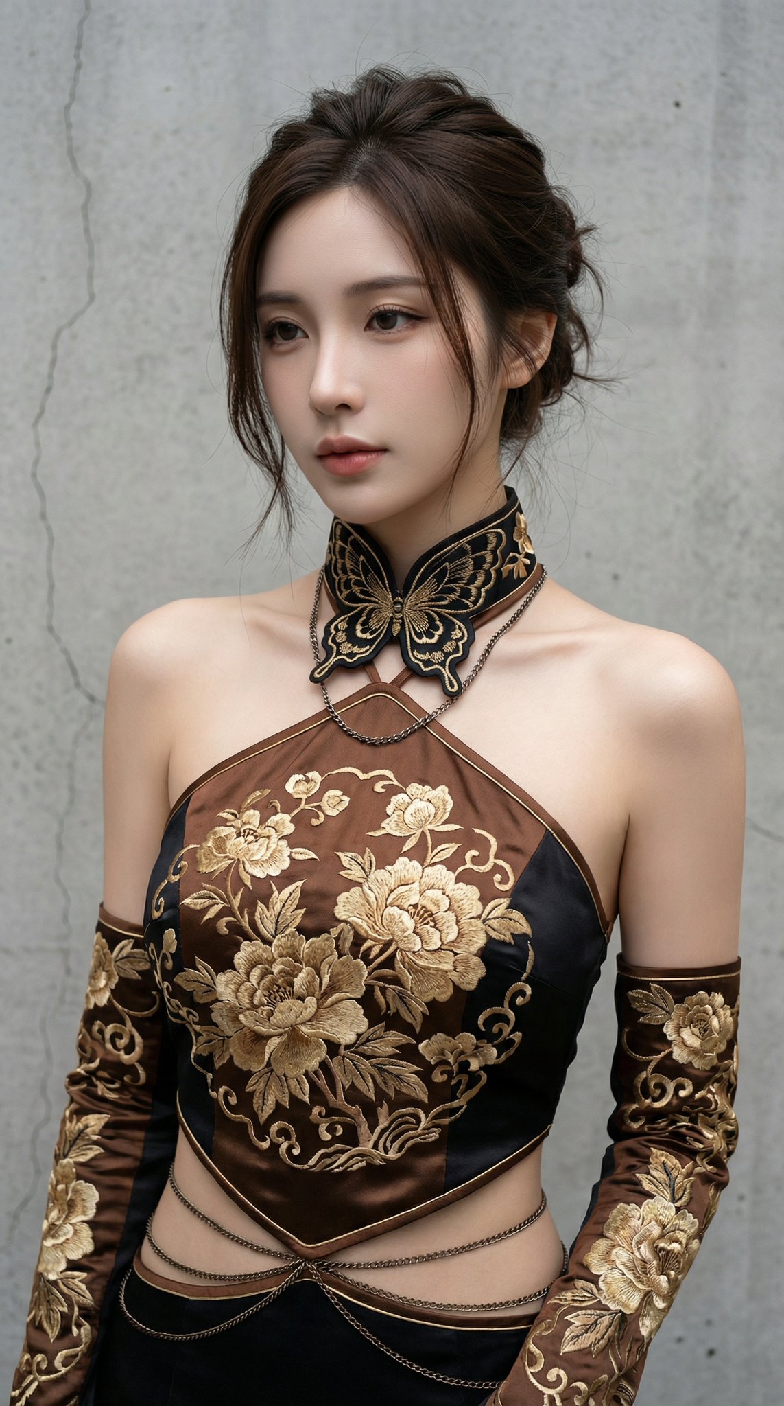 金绣牡丹黑棕时尚大片