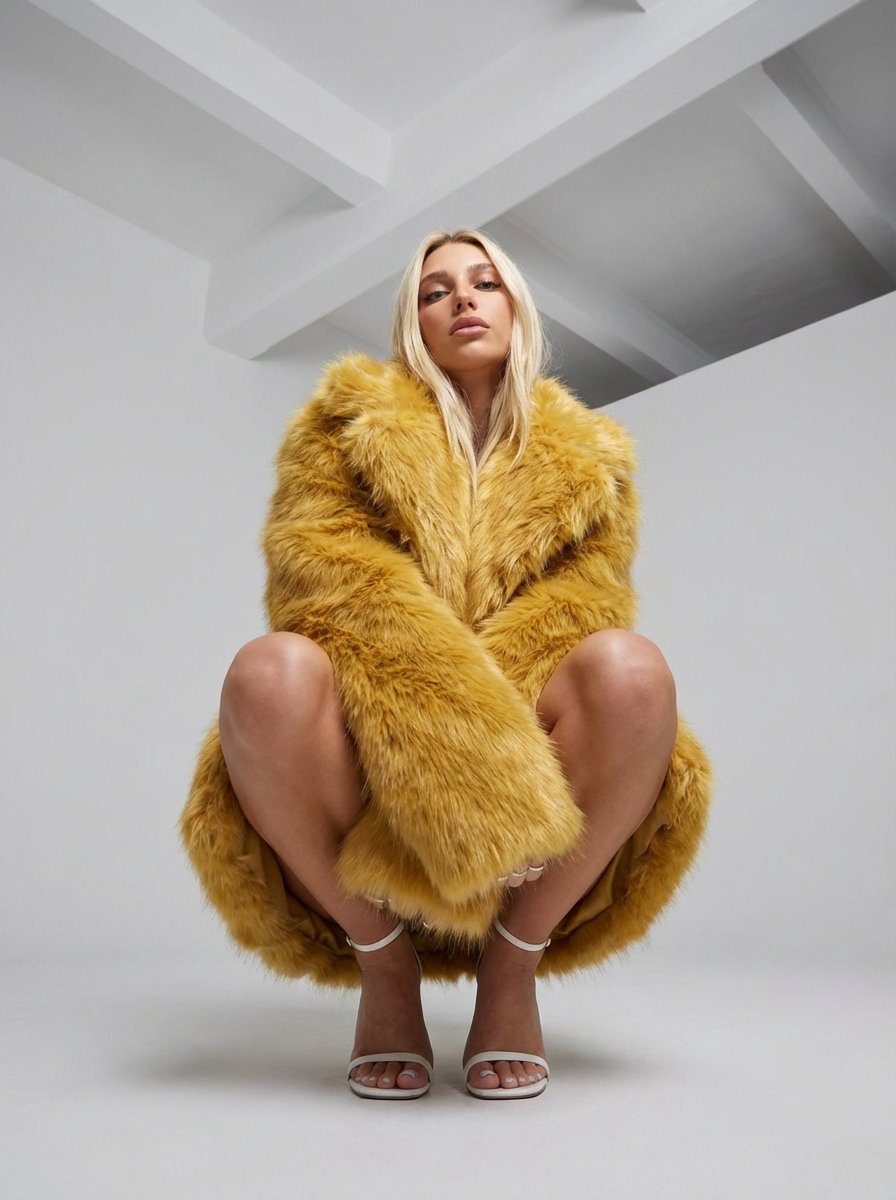 金色皮草裹身的俯视高定人像
