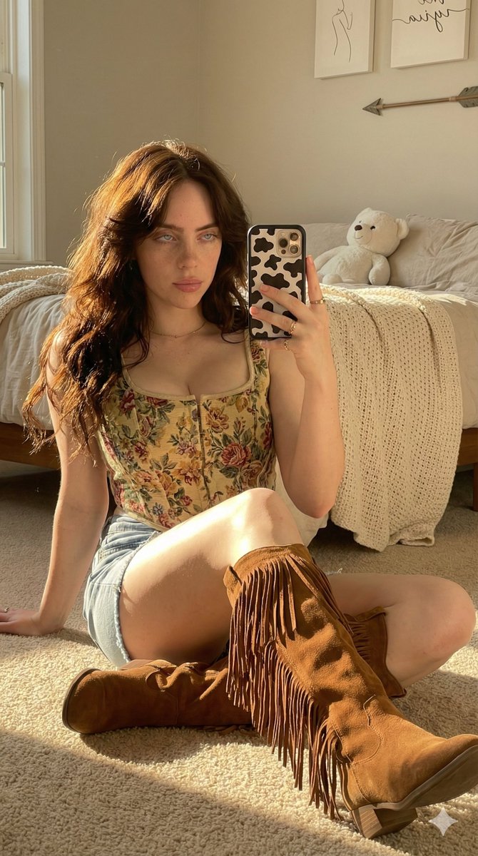 沐浴金光的复古波西米亚镜面自拍