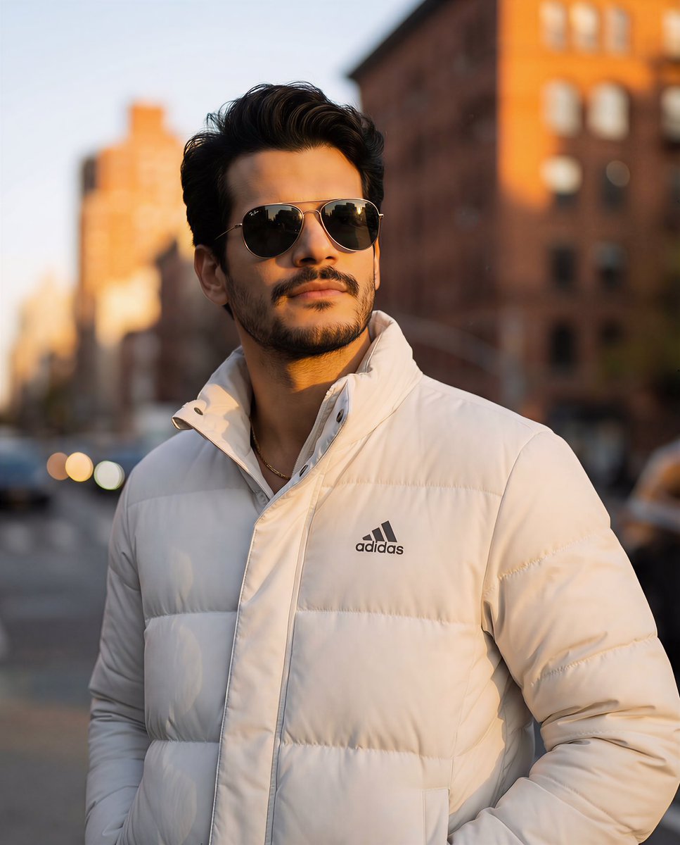 黄金时刻日落下的奢华时尚男模