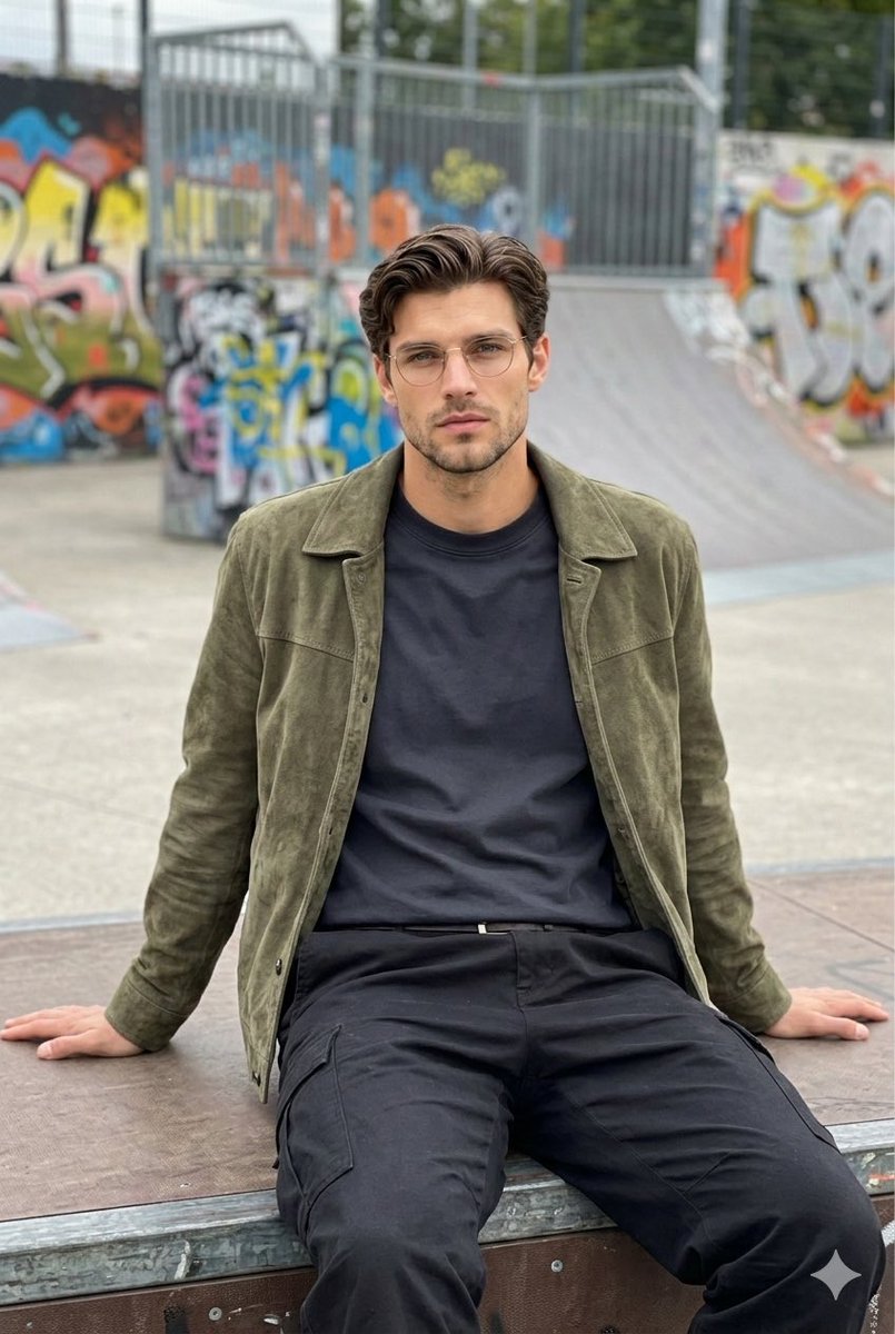 涂鸦墙前沉思的街头青年