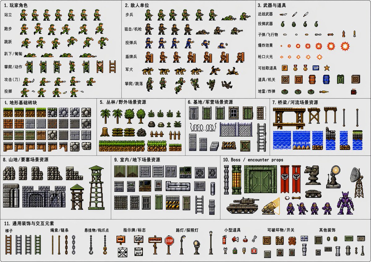 绿色兵团全场景像素素材大合集