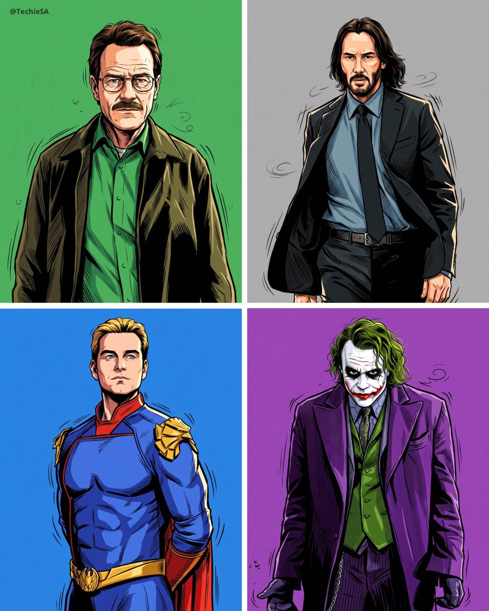 高对比度硬朗线条的写实漫画肖像