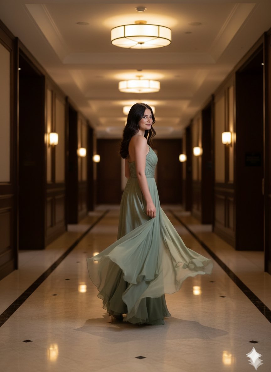 高定时尚奢华走廊的静谧漫步