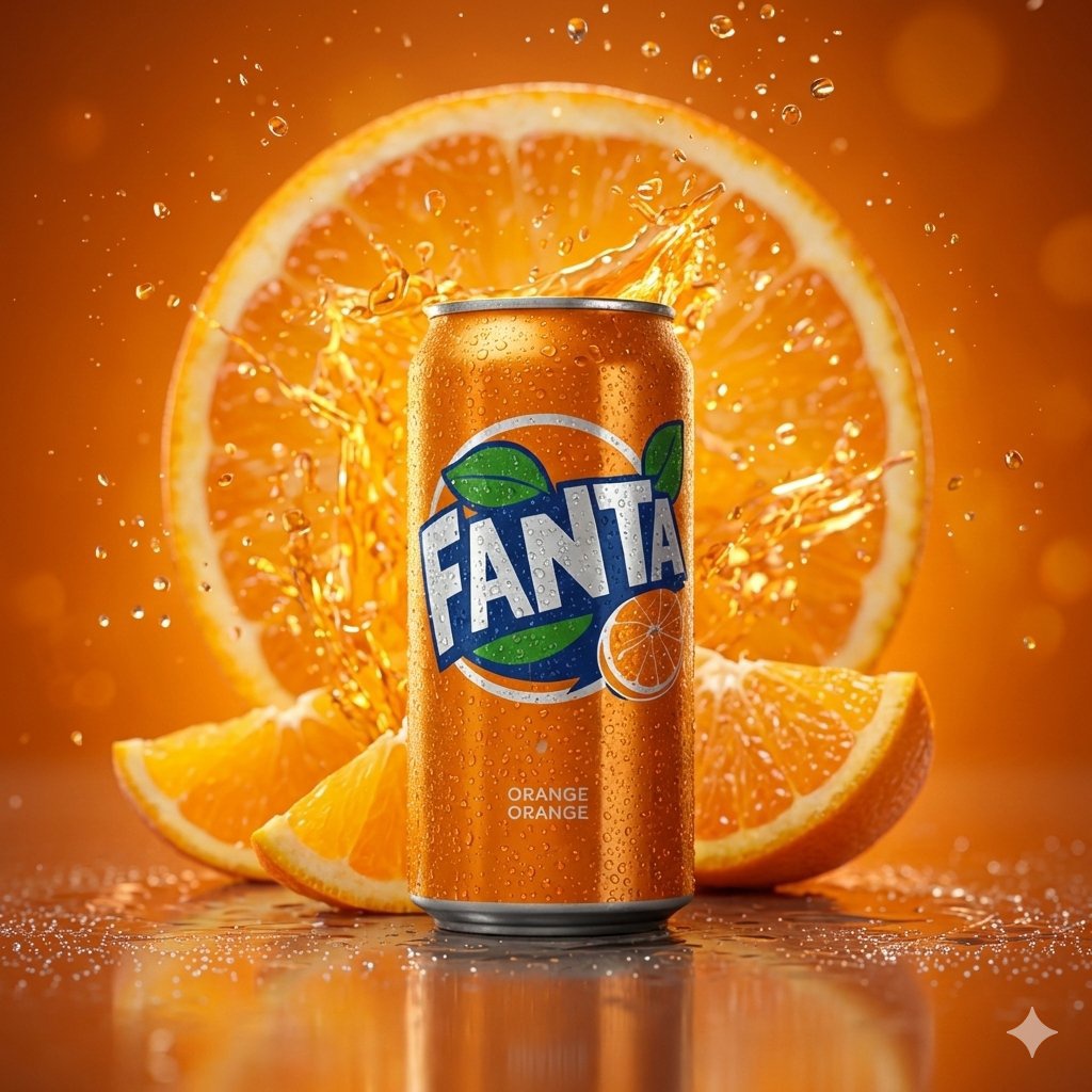 超写实冰镇芬达橙汁飞溅大片