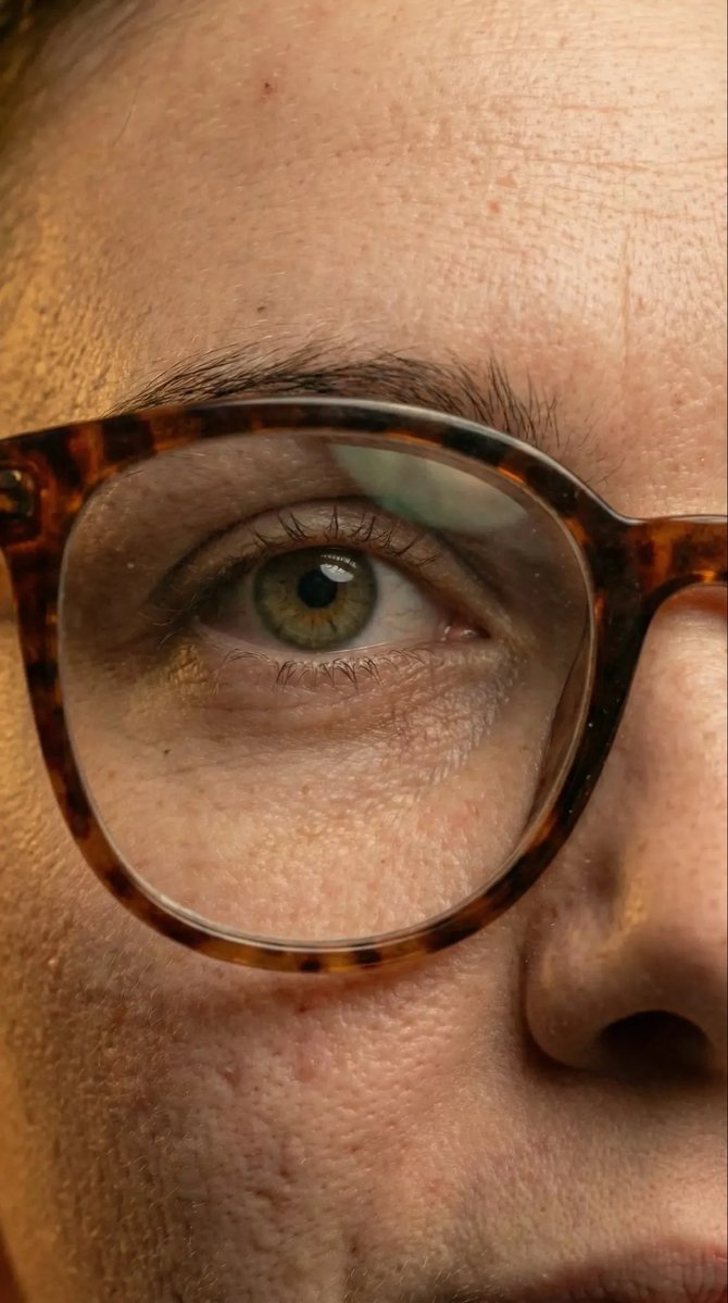 超写实复古眼镜少女特写