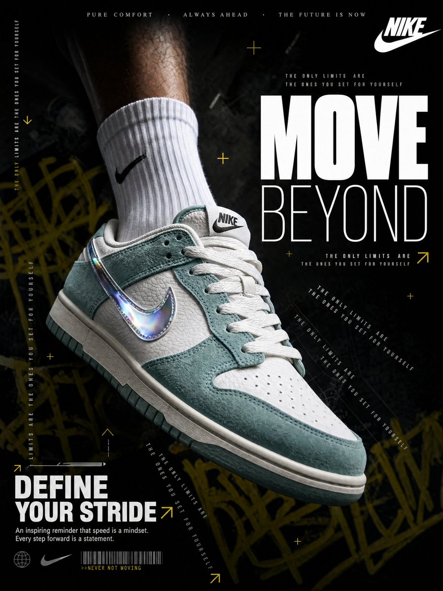 超写实耐克低帮鞋悬浮特写