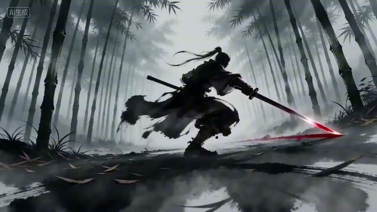 水墨武侠：红蓝双影的巅峰对决