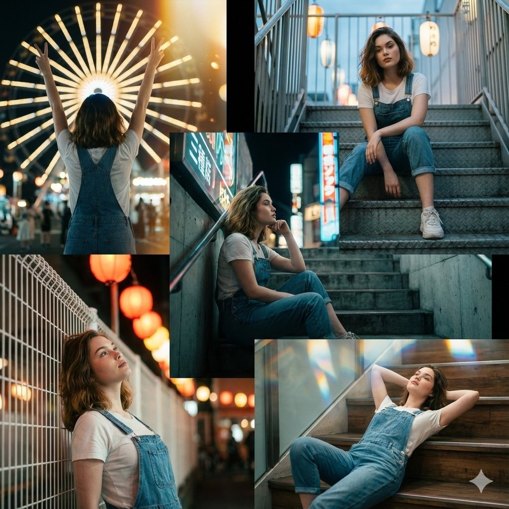 光影流转的日系胶片风夏夜祭五联画