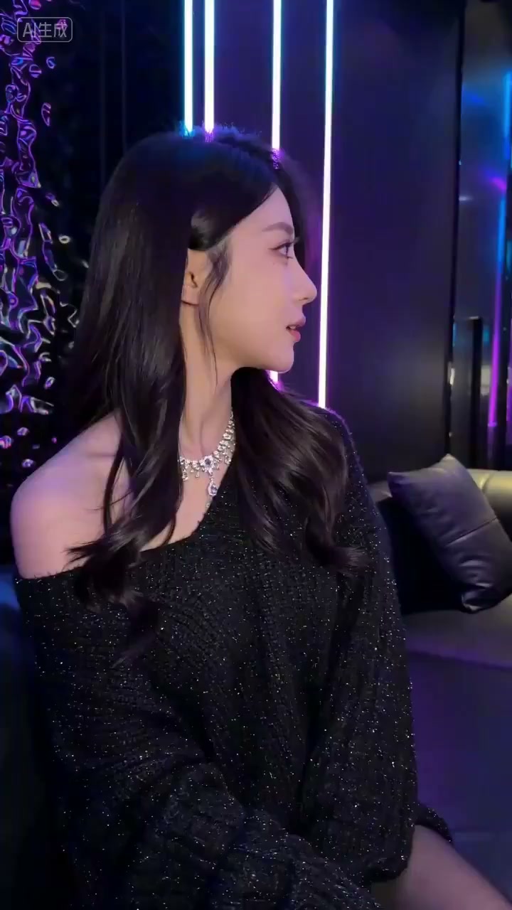 昏暗KTV里的霓虹光影佳人