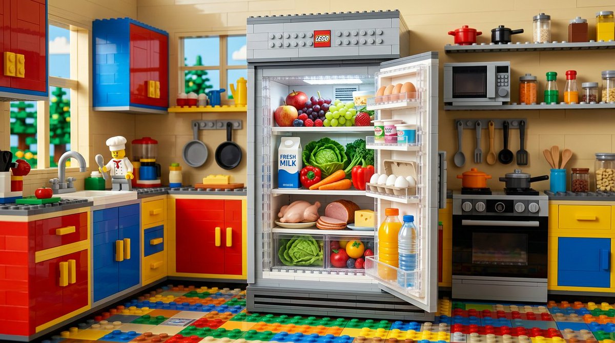 乐高幻境厨房与真实食物冰箱