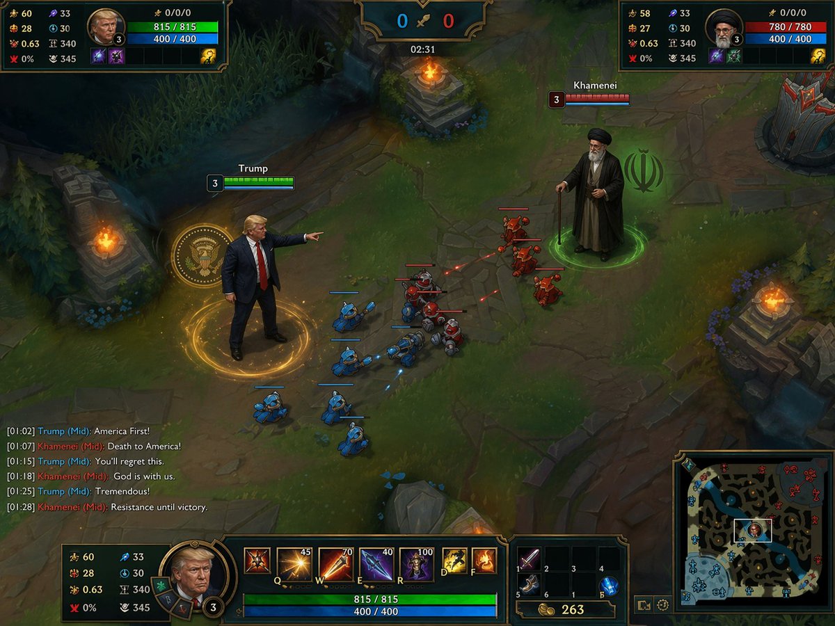 英雄联盟特朗普中路对决哈梅内伊