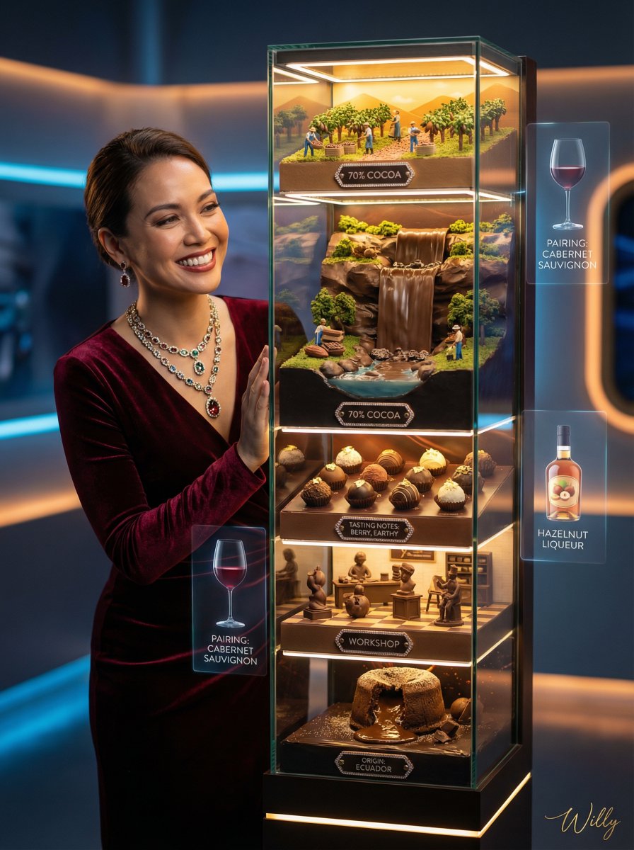 奢华巧克力大师展示未来感微缩透景画