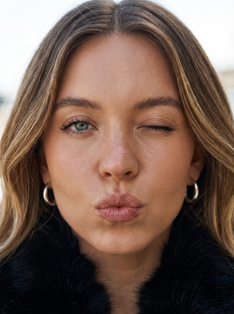 极致微距下的俏皮飞吻少女